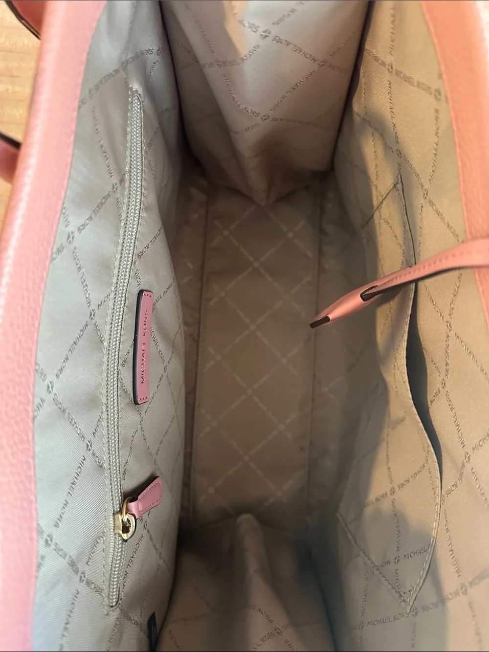Michael Kors Pink Embossed MK Satchel with Logo Strap